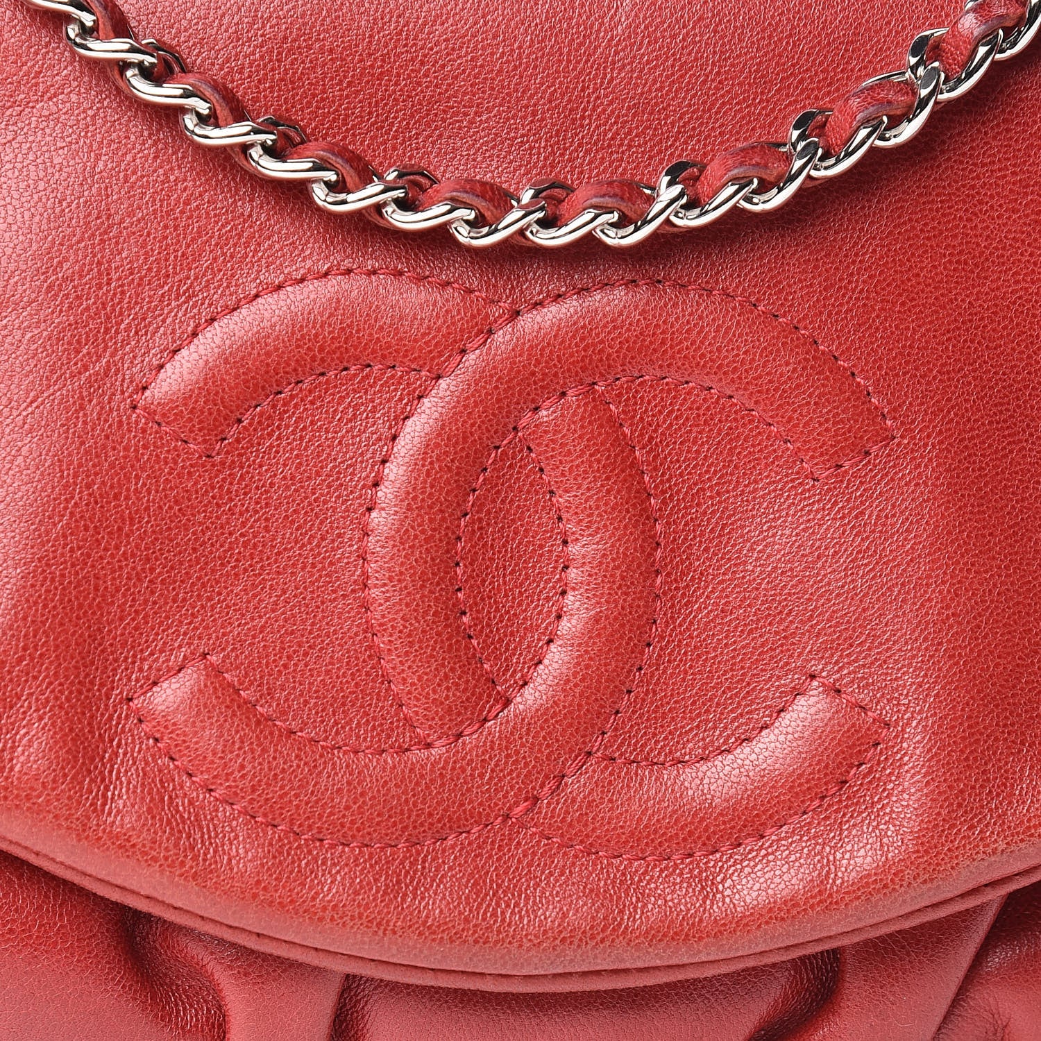 Chanel Lambskin Half Moon Wallet On Chain WOC Red 10 of 14