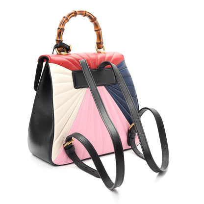Gucci Calfskin Bamboo Trapuntata Queen Margaret Backpack Blue Agata Hibiscus Red Mystic White Sugar Pink 2 of 8