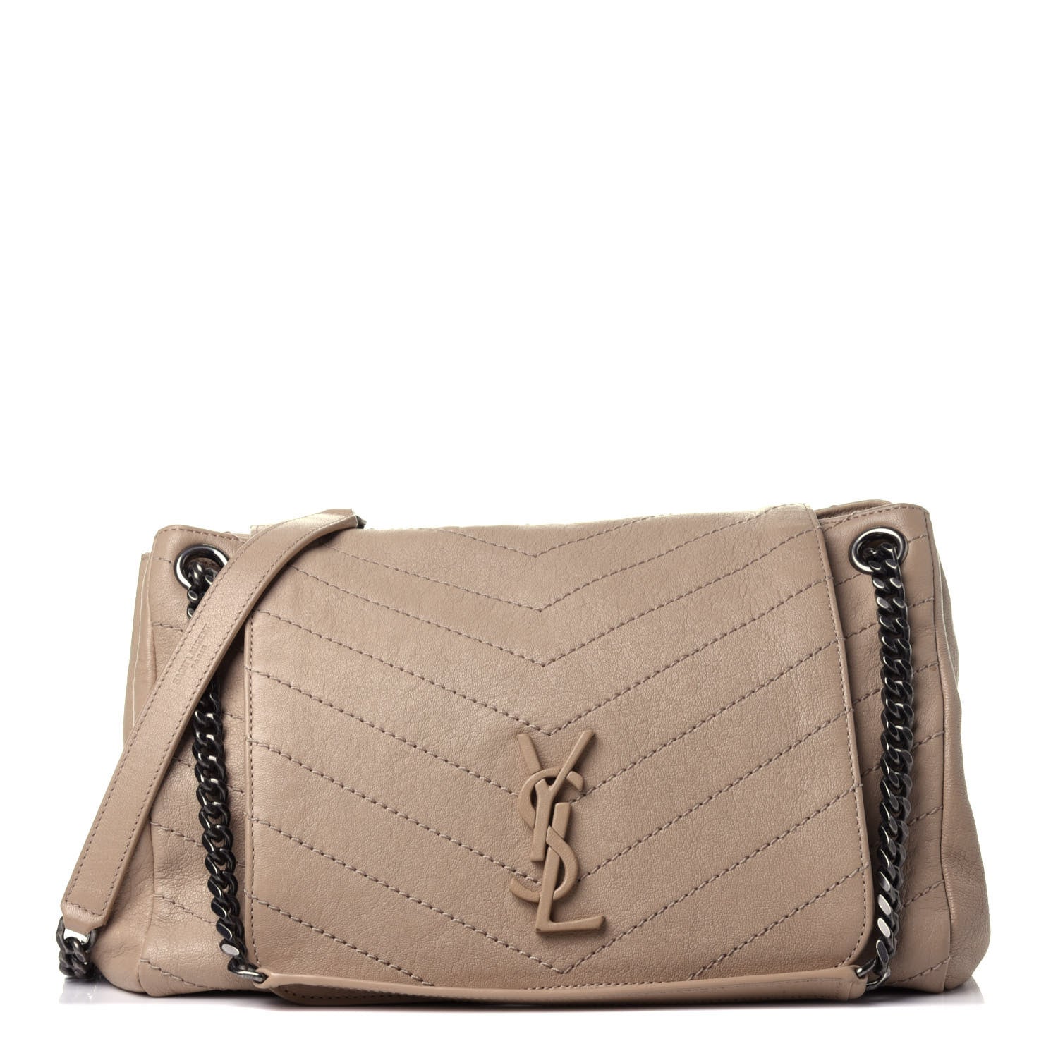 Saint Laurent Vintage Lambskin Chevron Monogram Medium Nolita Light Taupe 1 of 4