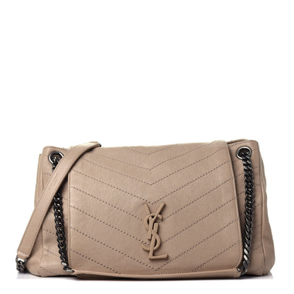Saint Laurent Vintage Lambskin Chevron Monogram Medium Nolita Light Taupe 1 of 4