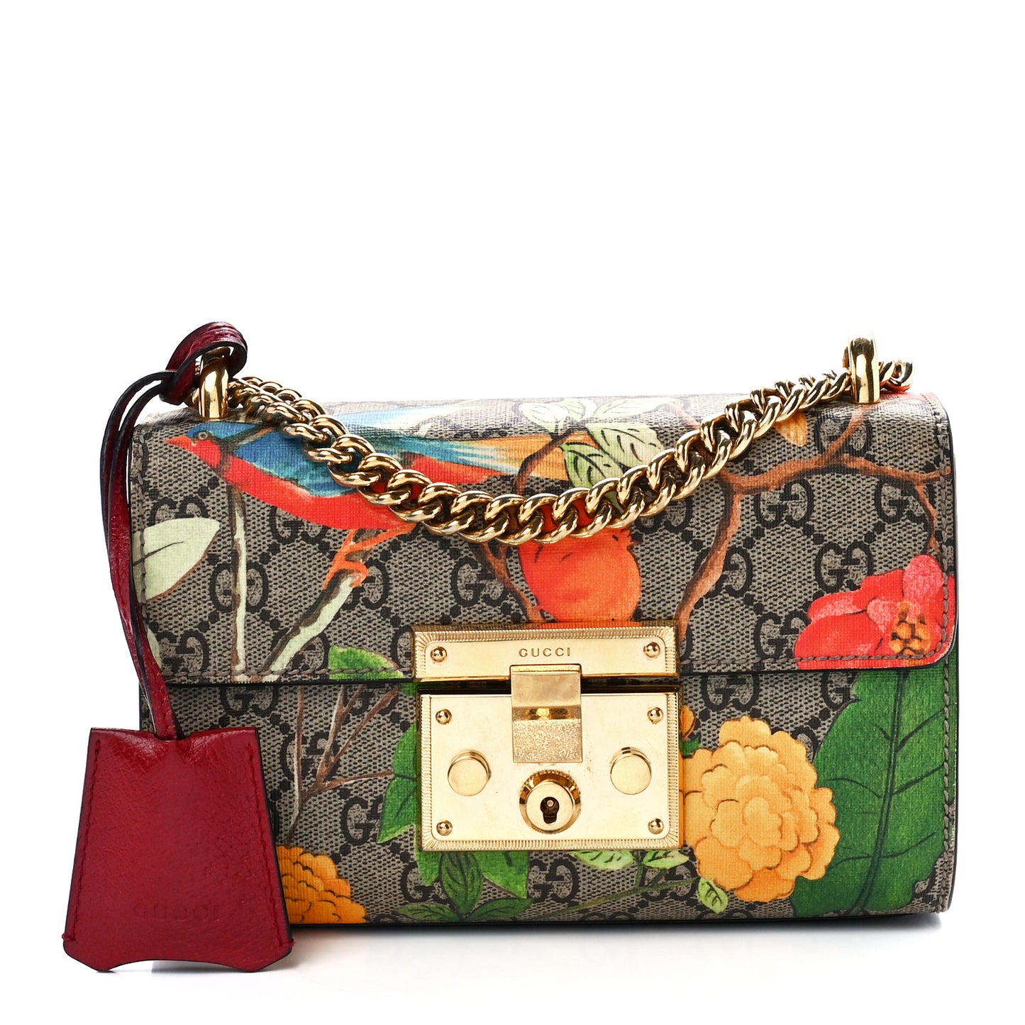GG Supreme Monogram Tian Small Padlock Shoulder Bag Beige Multicolor New Acero