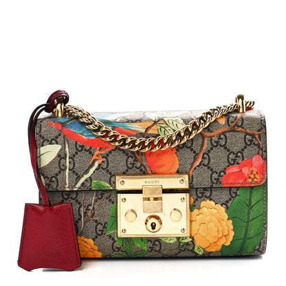 Gucci GG Supreme Monogram Tian Small Padlock Shoulder Bag Beige Multicolor New Acero 1 of 13