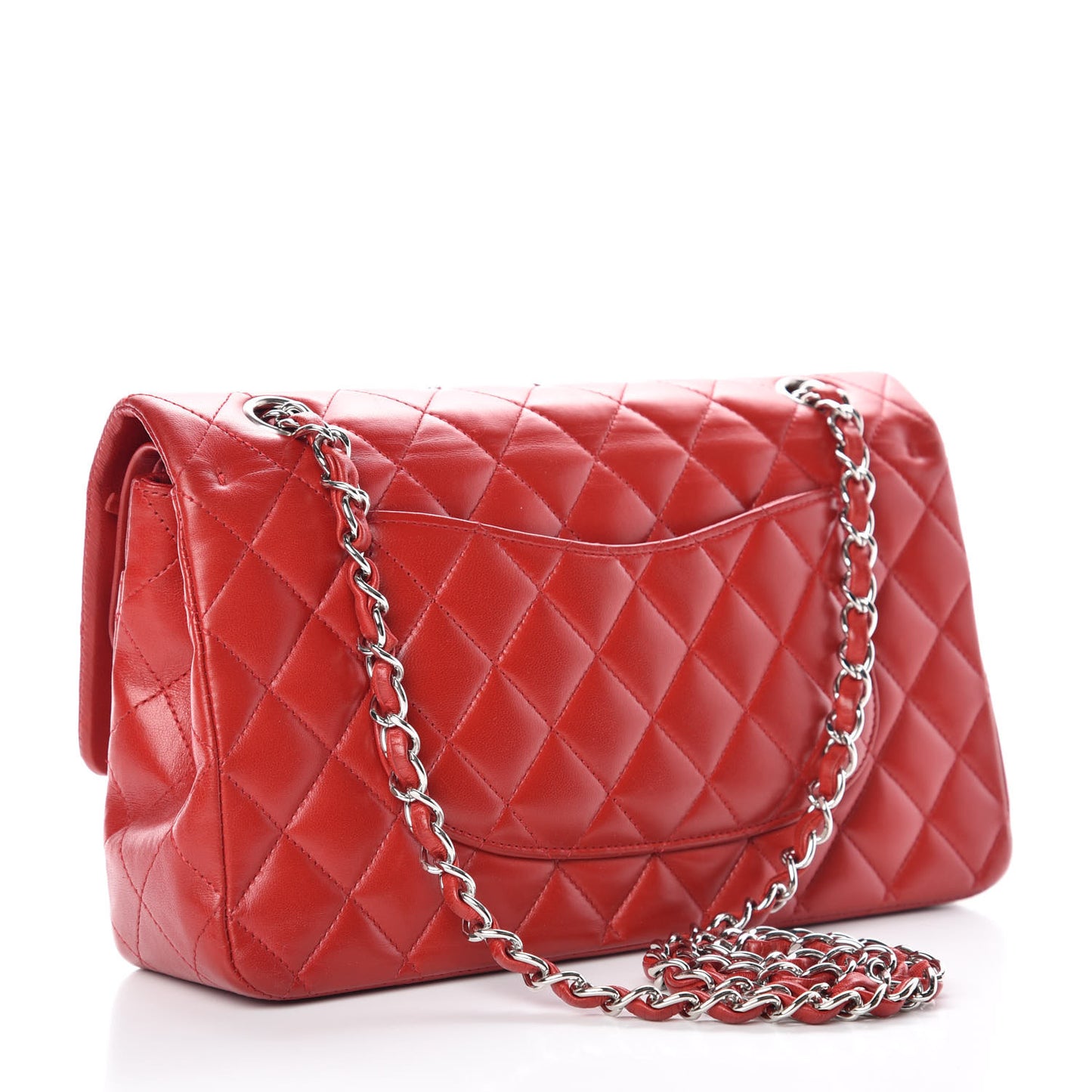 Lambskin Quilted Medium Double Flap Red