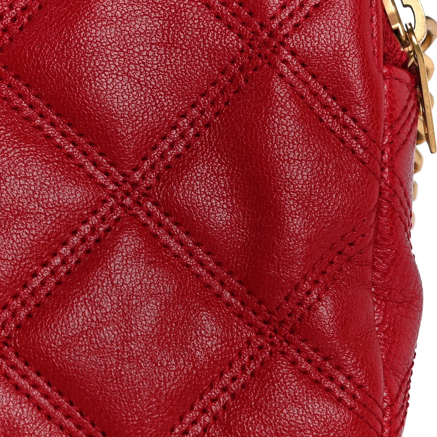 Grained Lambskin Quilted Mini Becky Double Zip Bag Rouge Eros