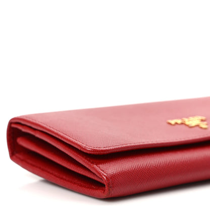Prada Saffiano Metal Continental Flap Wallet Fuoco 7 of 9