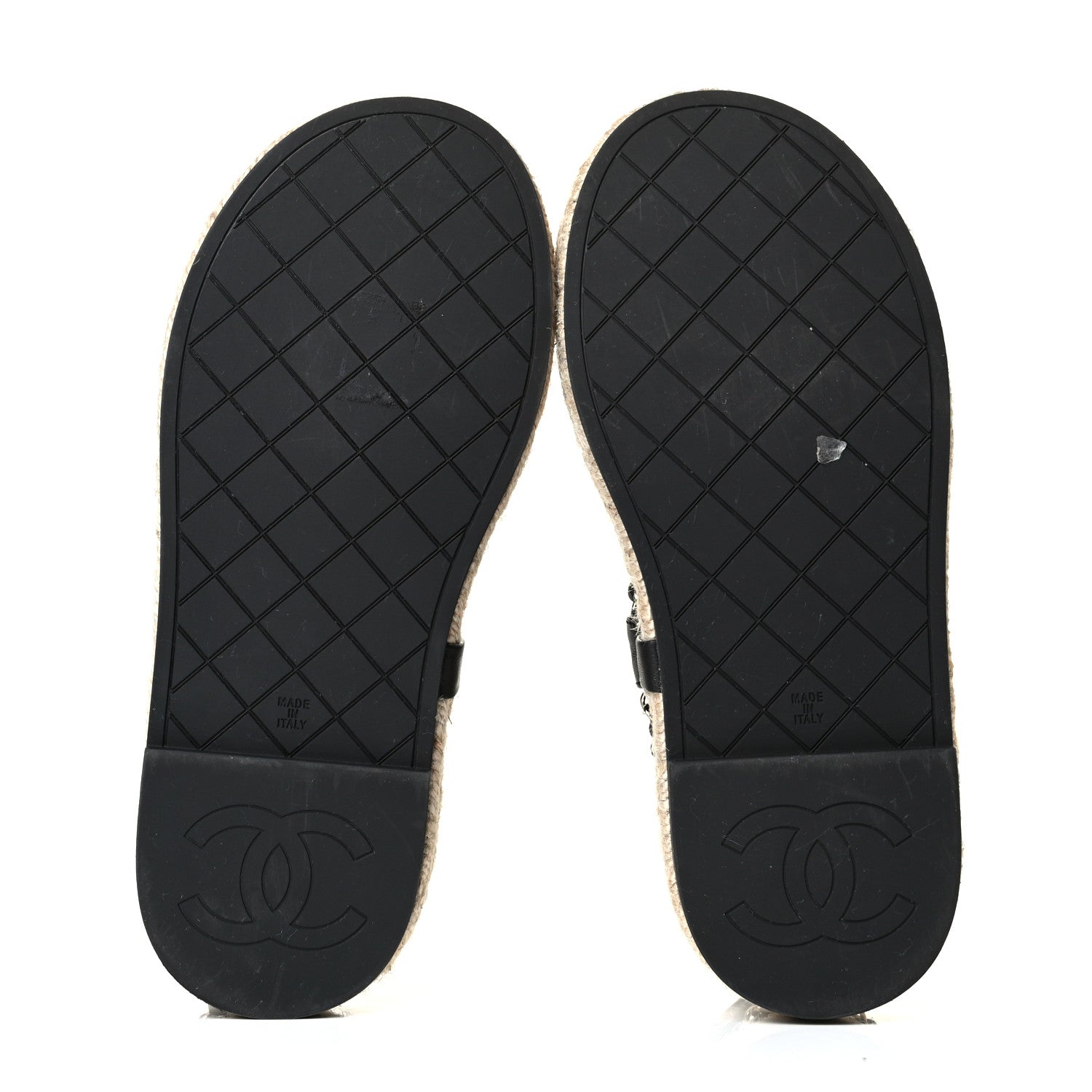 Chanel Lambskin Chain CC Thong Espadrille Sandals 36 Black 4 of 6