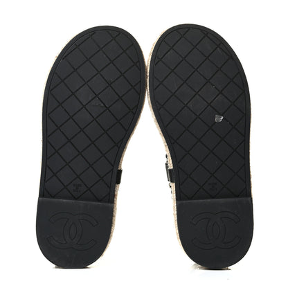 Chanel Lambskin Chain CC Thong Espadrille Sandals 36 Black 4 of 6
