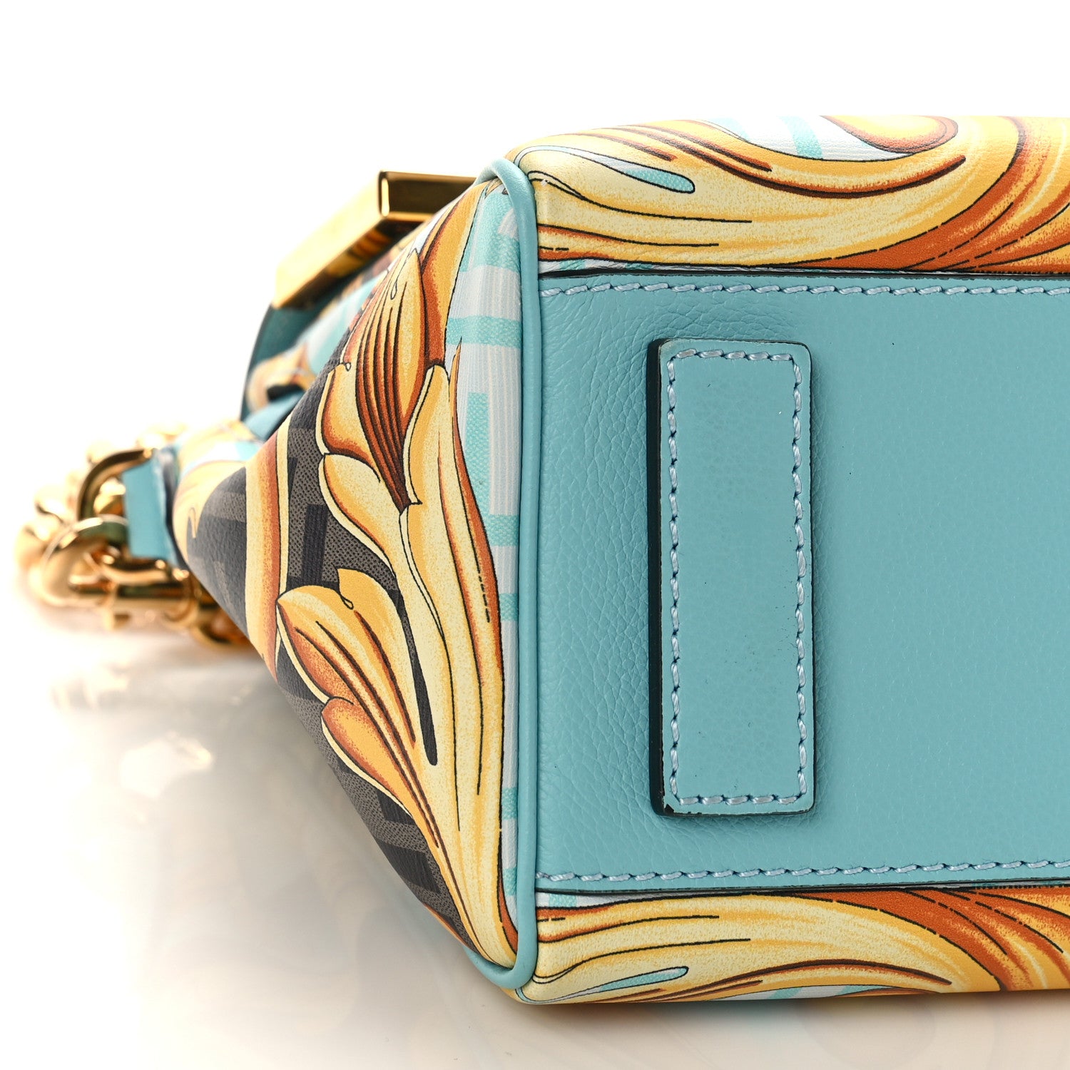 Versace X FENDI Grained Calfskin Fendace La Medusa Medium Top Handle Bag Baby Blue Multicolor 7 of 9