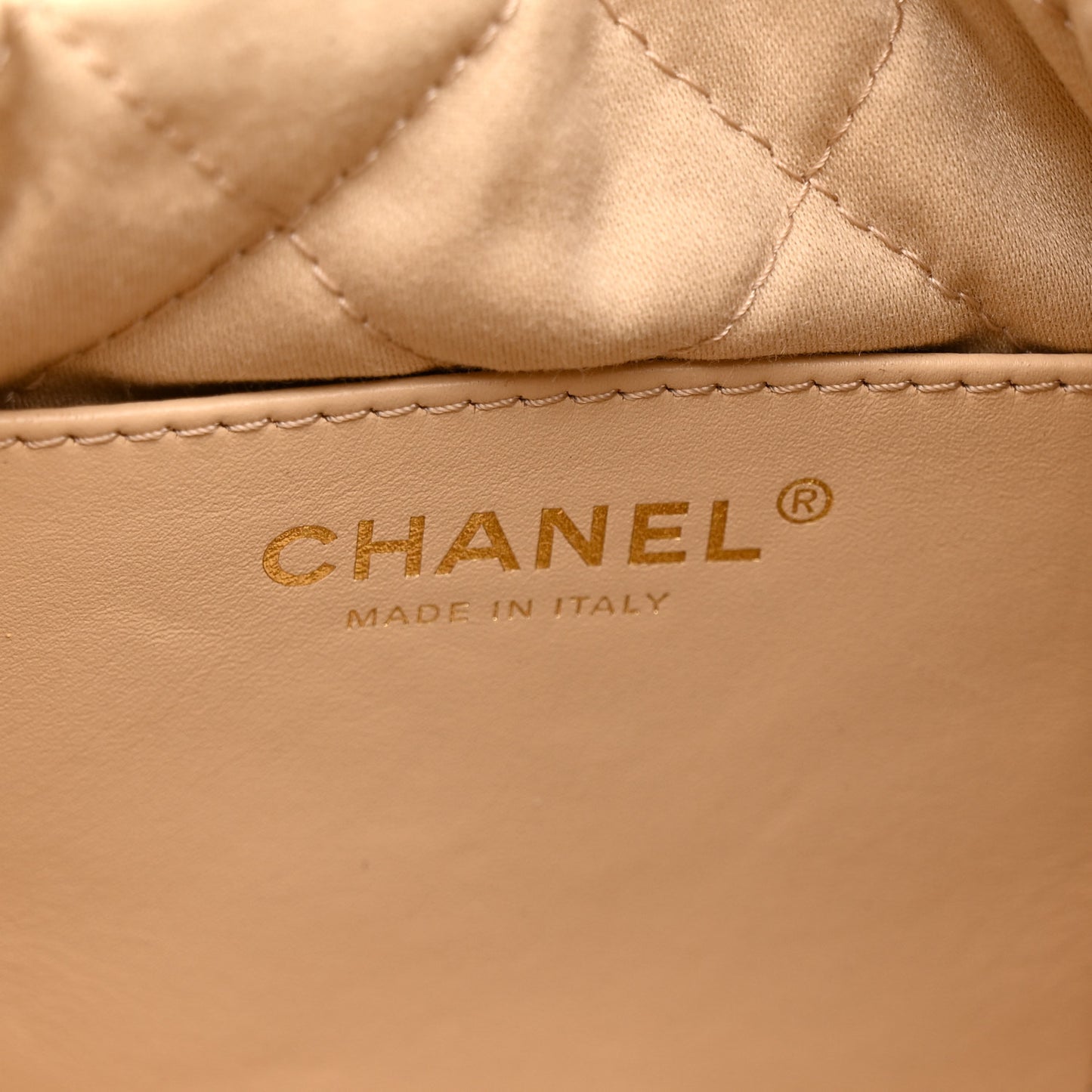 Shiny Calfskin Quilted Mini Chanel 22 White