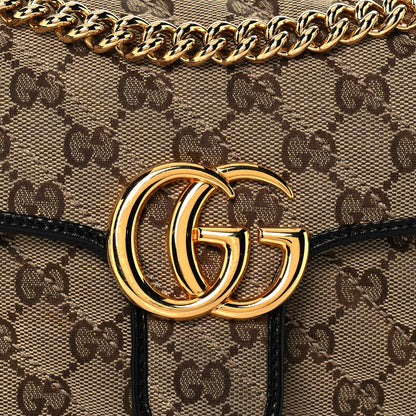 Gucci Monogram Matelasse Diagonal Mini GG Marmont Shoulder Bag Beige Black 6 of 16