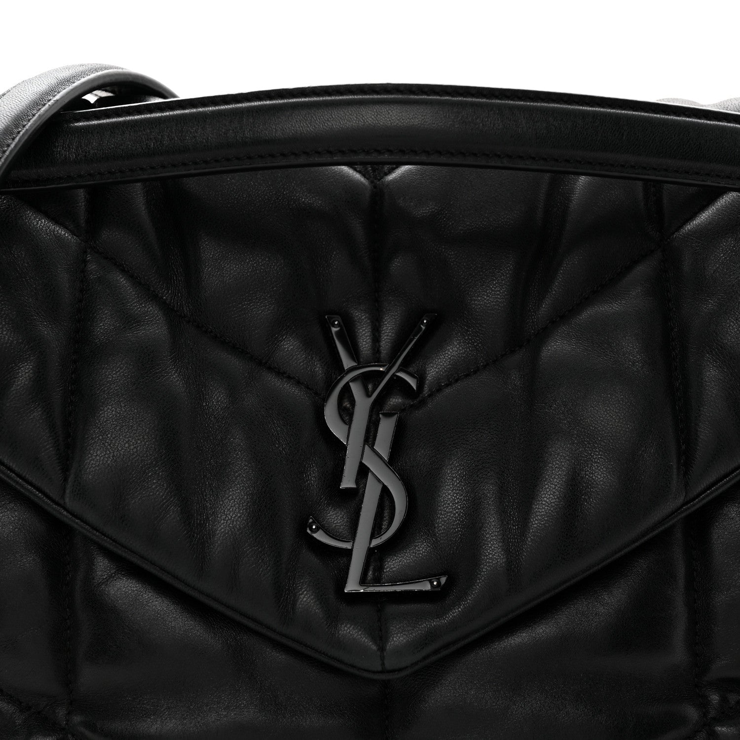Saint Laurent Lambskin Quilted Monogram Monochrome Small Loulou Puffer Chain Satchel Black 8 of 10
