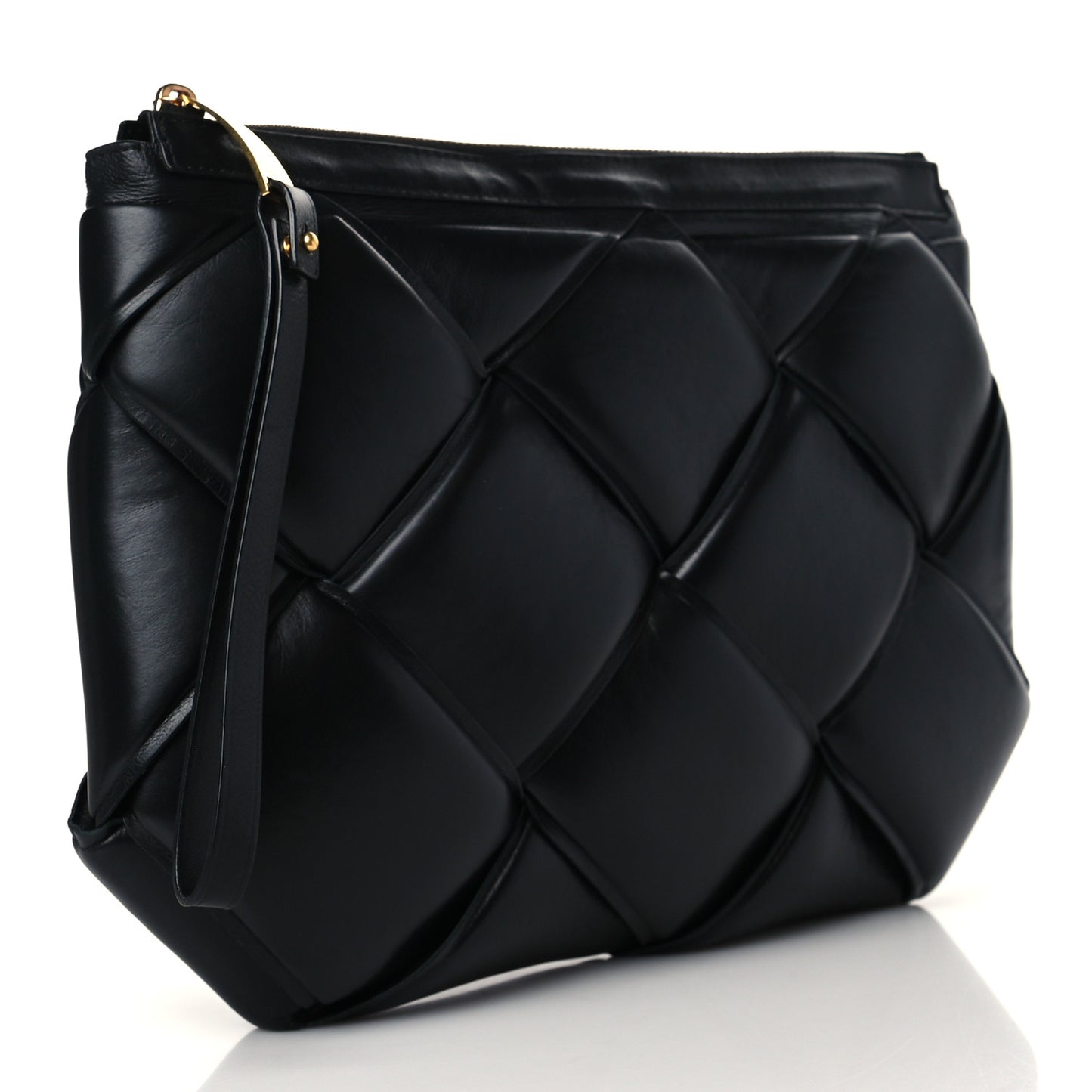 Nappa Maxi Intrecciato Padded Pouch Clutch Black