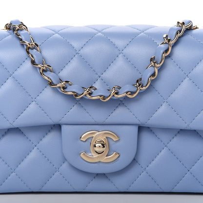 Chanel Lambskin Quilted Mini Rectangular Flap Light Blue 10 of 12