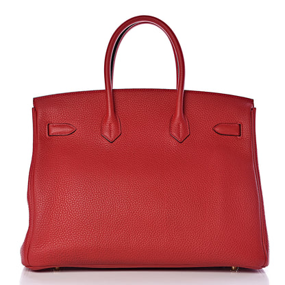 Hermes Taurillon Clemence Horseshoe Birkin 35 Rouge Casaque Black 28 of 40