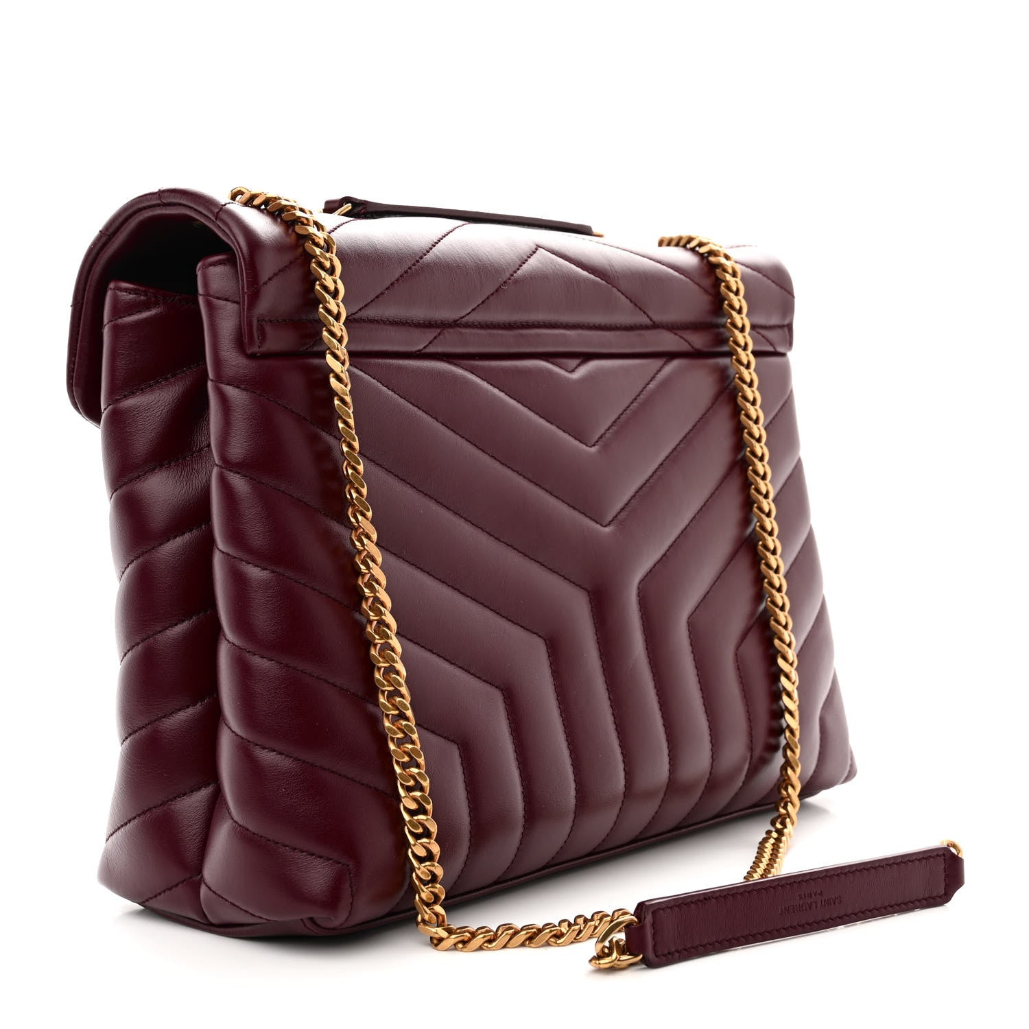 Saint Laurent Calfskin Y Quilted Monogram Medium Loulou Chain Satchel Rouge Legion 3 of 10