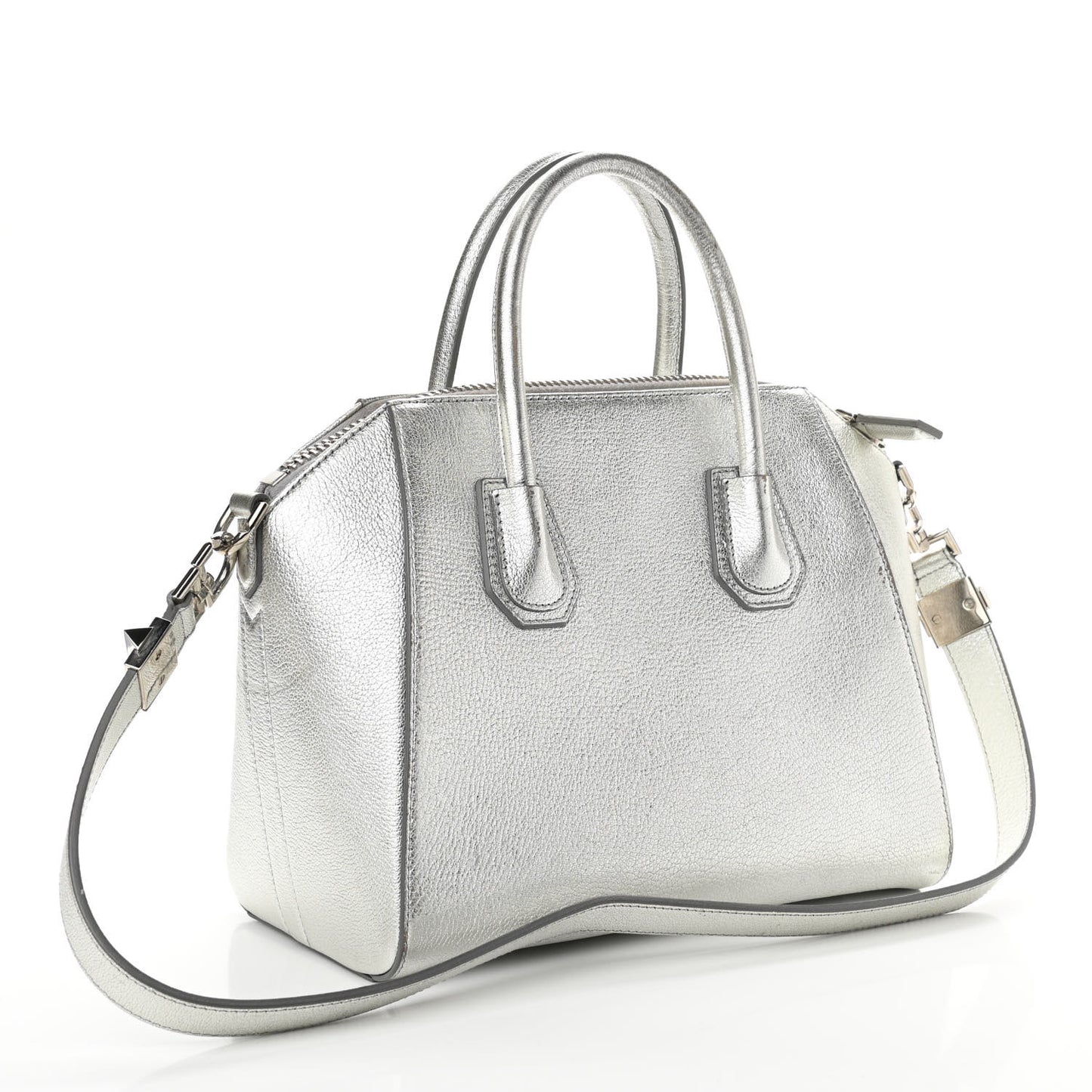 Metallic Sugar Goatskin Small Antigona Silver