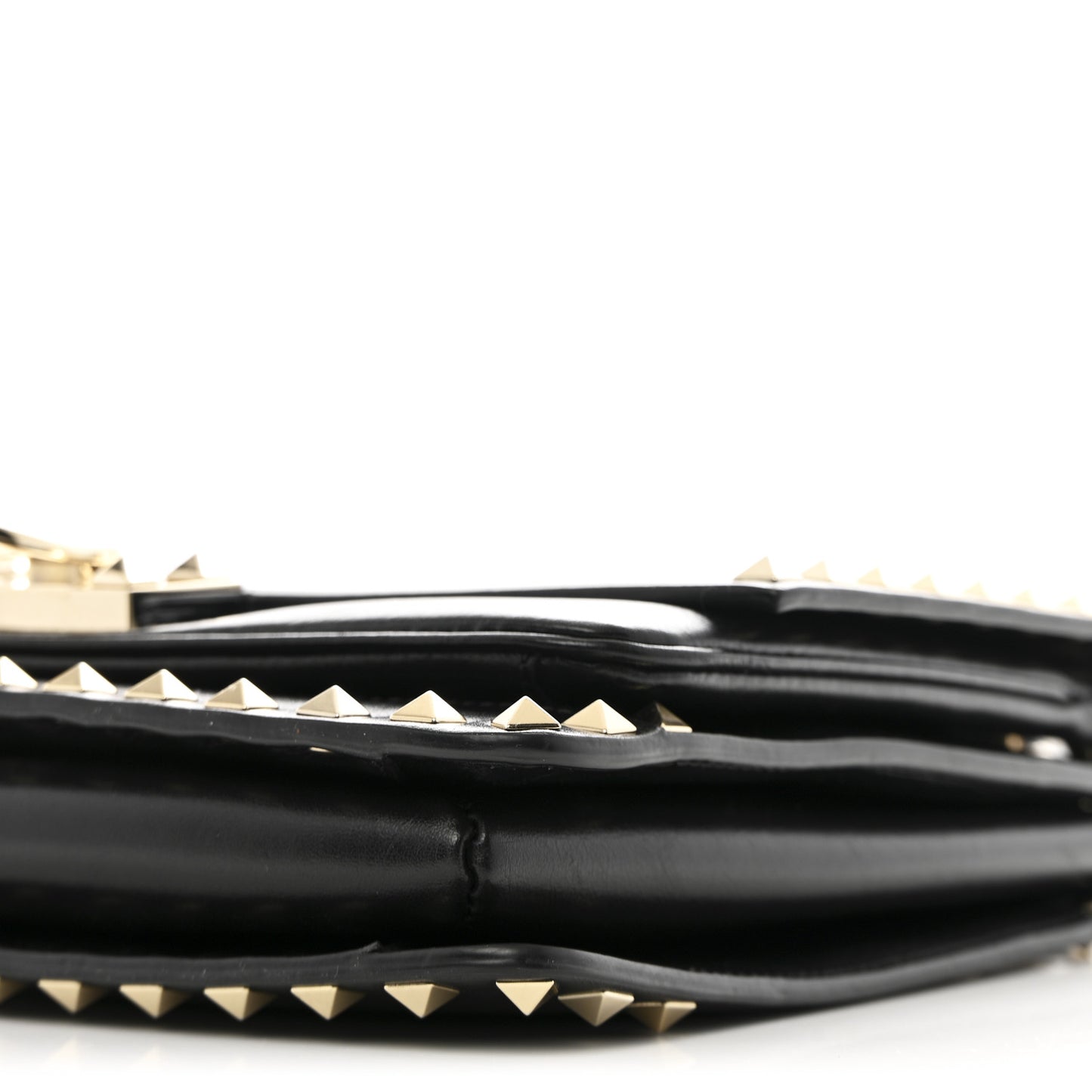 Vitello Rockstud Top Handle Shoulder Bag Black