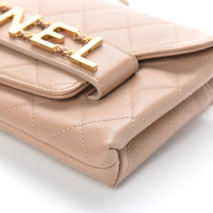 Chanel Calfskin Quilted Enchained Clutch Beige 10 of 11