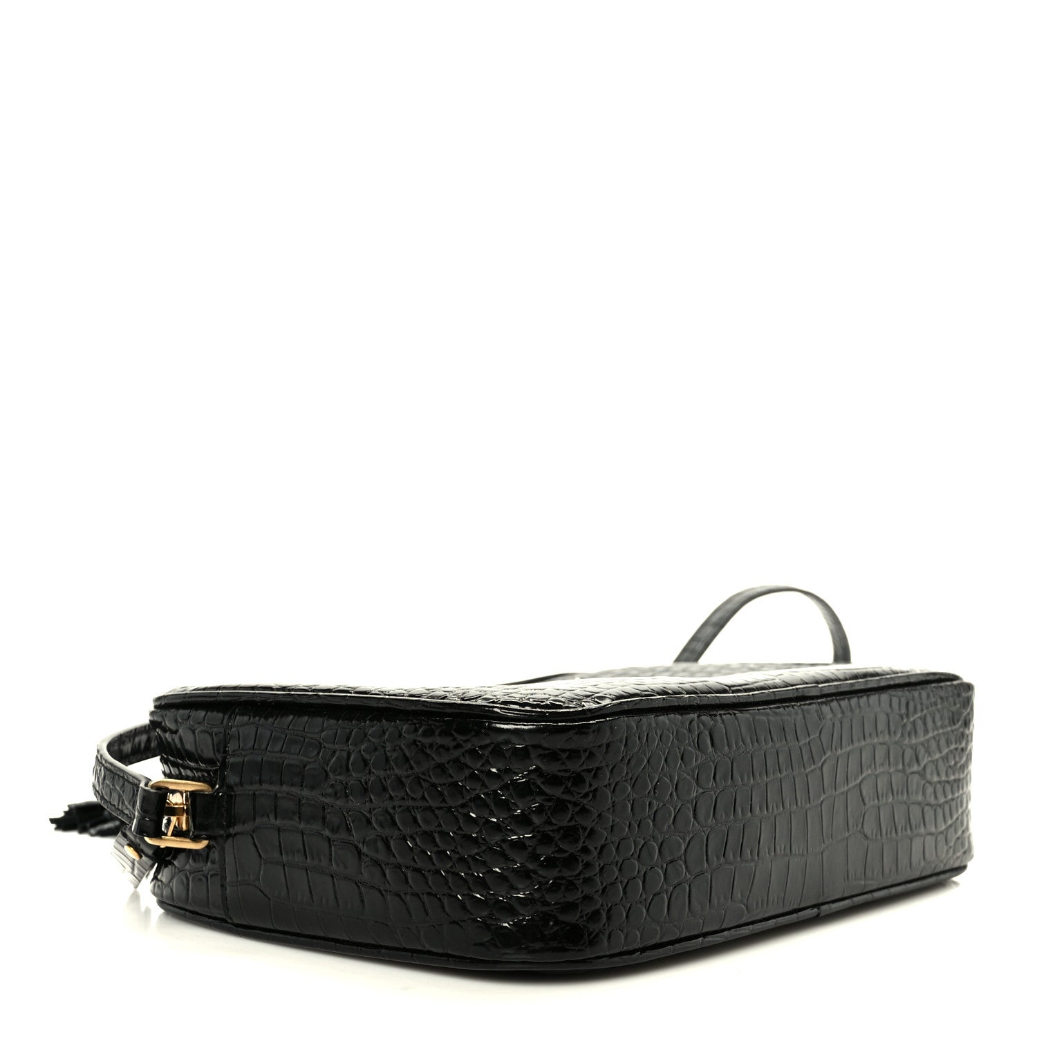 Saint Laurent Patent Calfskin Crocodile Embossed Monogram Lou Camera Bag Black 4 of 10