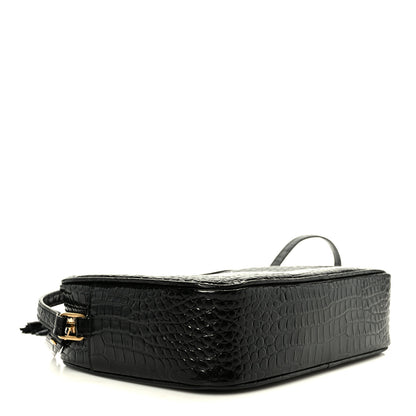 Saint Laurent Patent Calfskin Crocodile Embossed Monogram Lou Camera Bag Black 4 of 10
