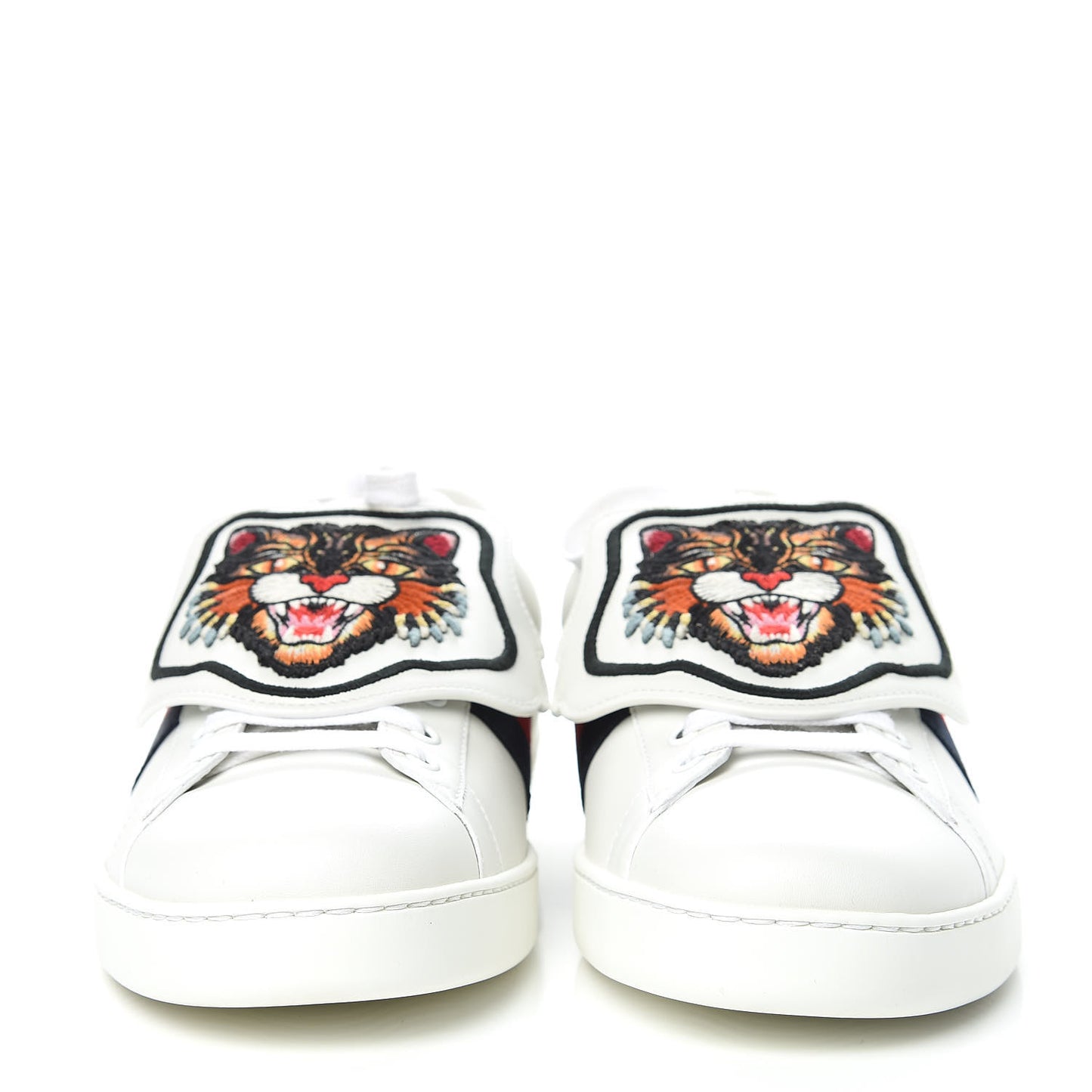 Calfskin Ayers Web Angry Cat Embroidered Mens Ace Sneakers 11.5 White