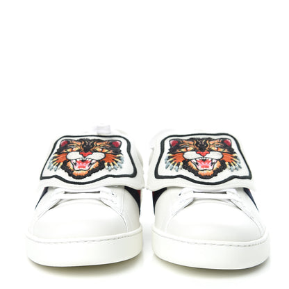 Gucci Calfskin Ayers Web Angry Cat Embroidered Mens Ace Sneakers 11.5 White 2 of 9