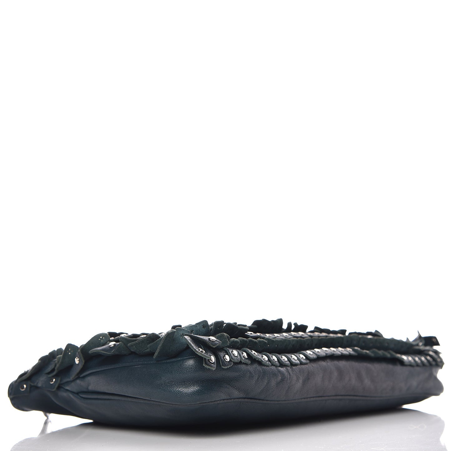 Lambskin Studded Fringe Zulu Clutch Turquoise