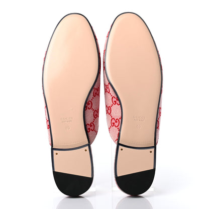 Gucci Canvas GG Monogram Horsebit Womens Princetown Slippers 40 Gardenia Hibiscus Red 5 of 8