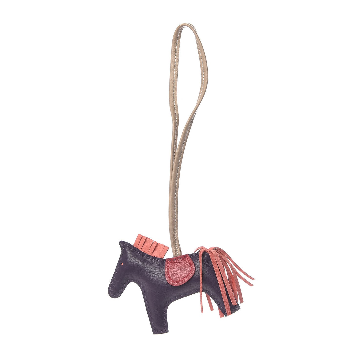 Milo Lambskin Grigri Rodeo Horse Bag Charm PM Raisin Flamingo Rouge Vif Argile