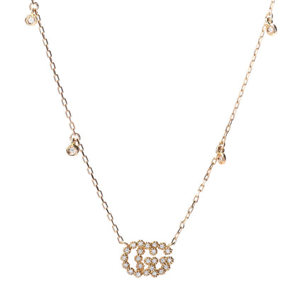 Gucci 18K Yellow Gold Diamond Running GG Pendant Necklace 1 of 5