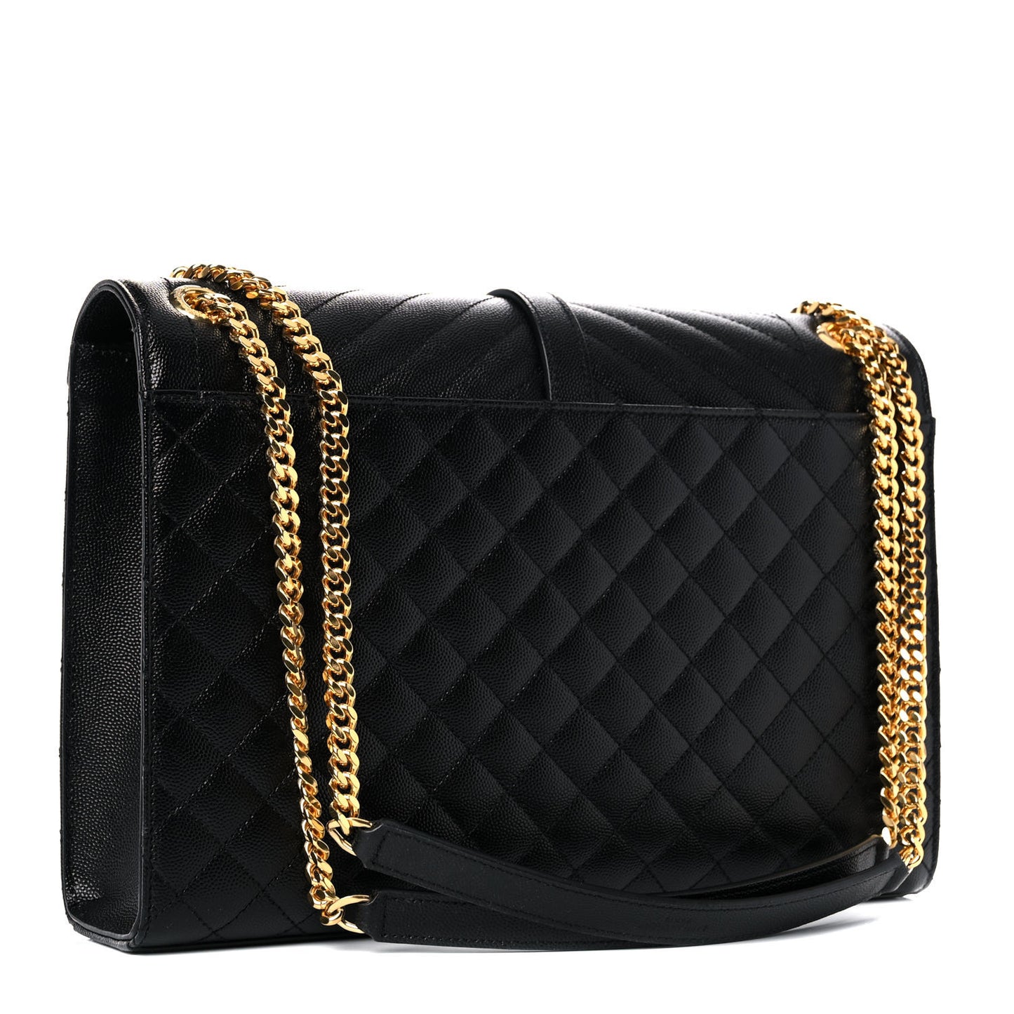 Grain De Poudre Textured Mixed Matelasse Large Triquilt Monogram Satchel Black