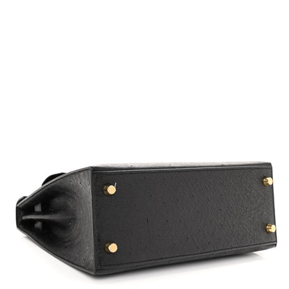 Hermes Ostrich Kelly Sellier 25 Black 4 of 12