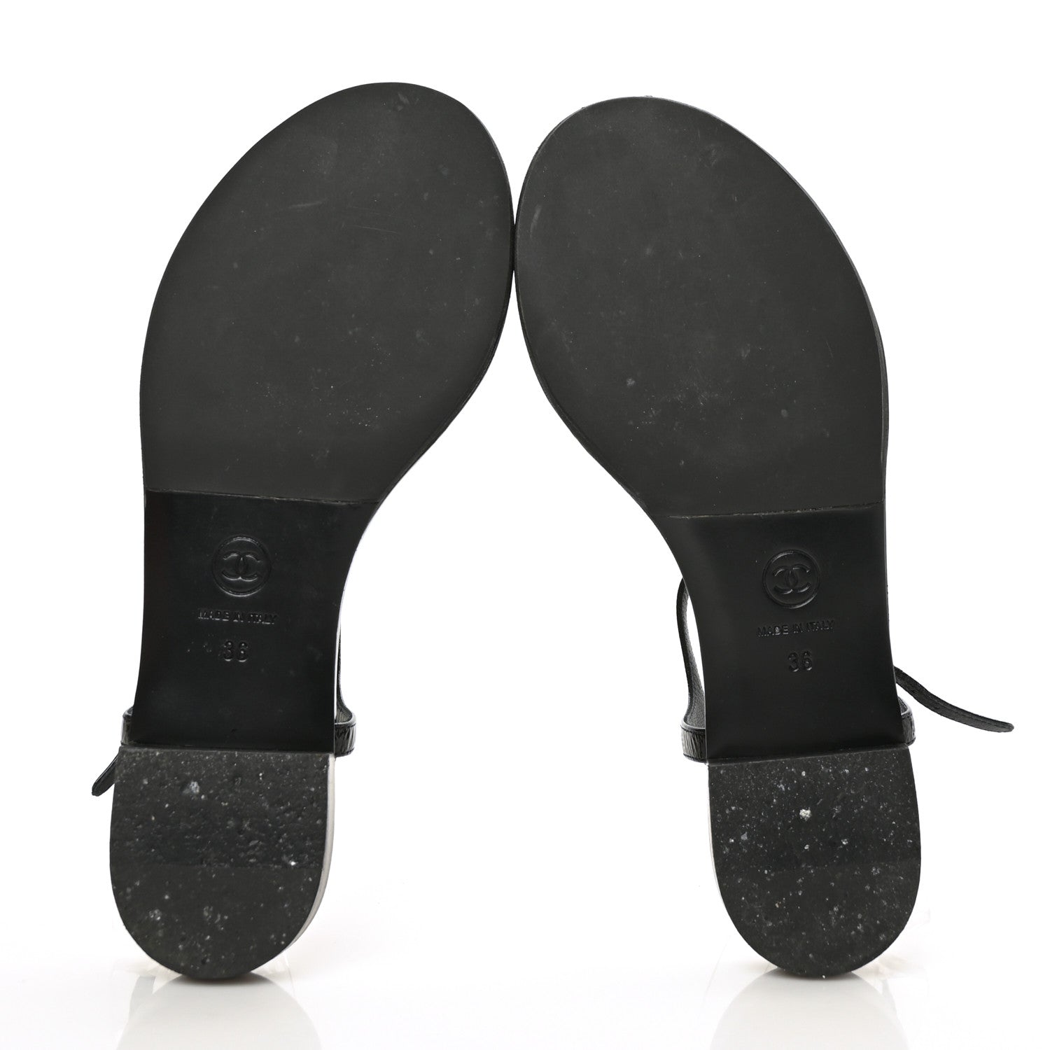 Chanel Crackled Patent Calfskin Pearl Camellia Thong Sandals 36 Black 5 of 9