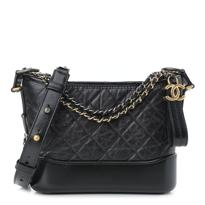 Chanel Aged Calfskin Quilted Small Gabrielle Hobo Black 1 of 11