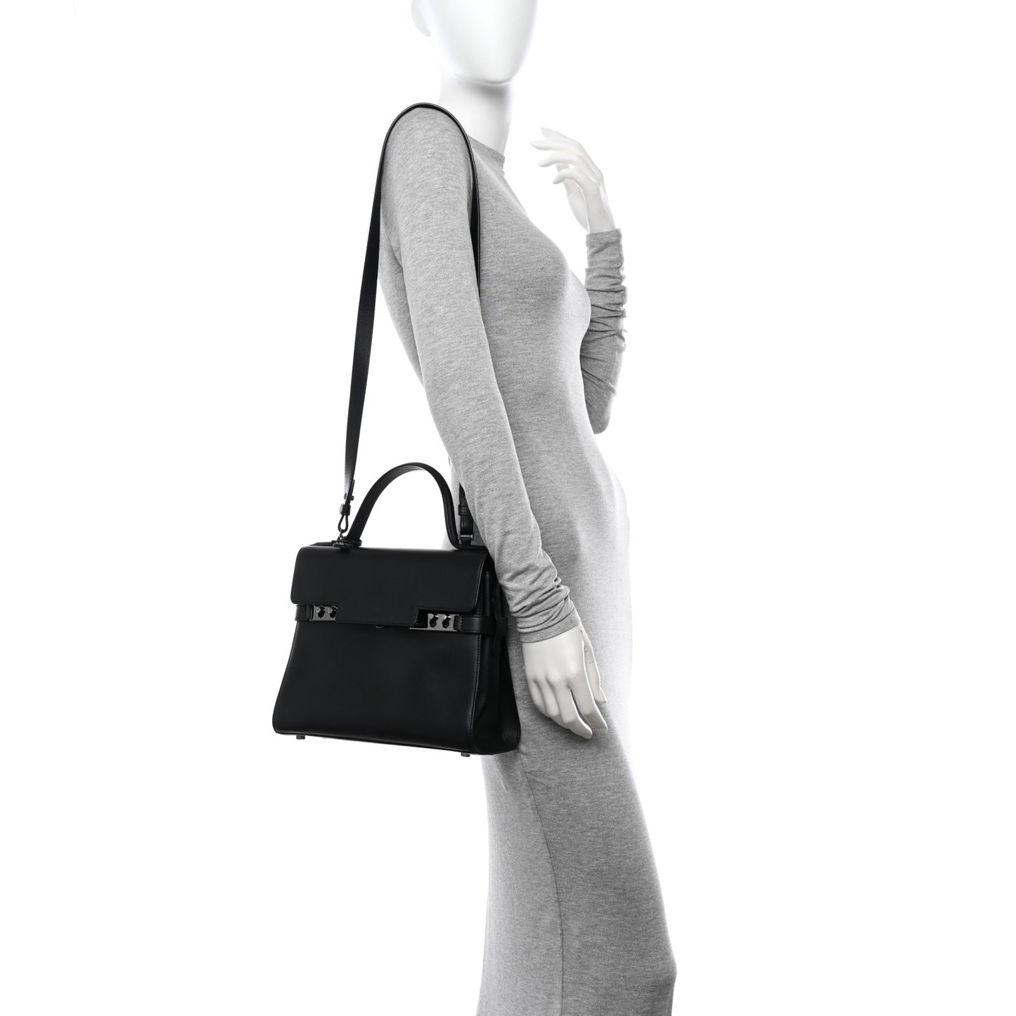 Calfskin MM Tempete Satchel Black