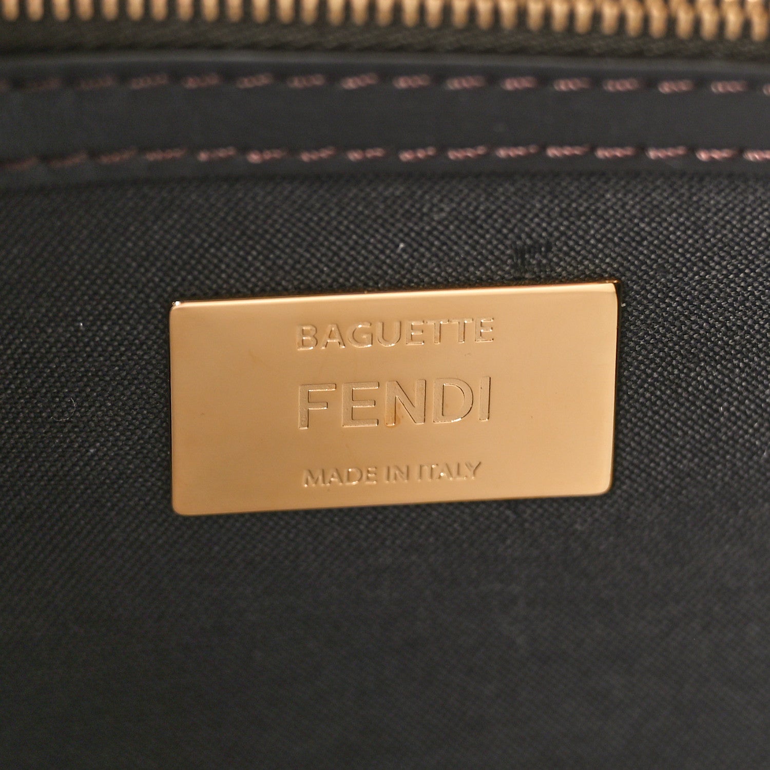 Fendi Fabric Jacquard Paillettes Vitello Seta FF 1974 Baguette Testa di Moro Real Ebano 6 of 10