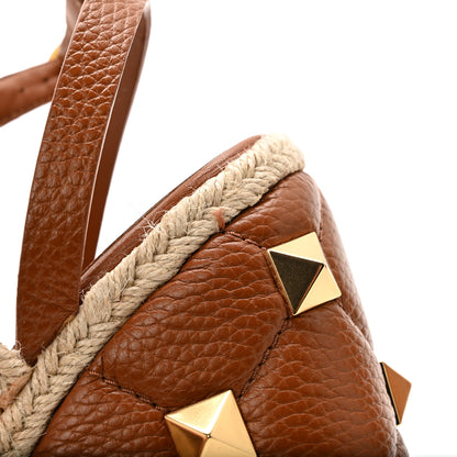 Valentino Garavani Grained Calfskin Roman Stud Espadrille Wedge Ankle Wrap Sandals 35.5 Selleria 10 of 13