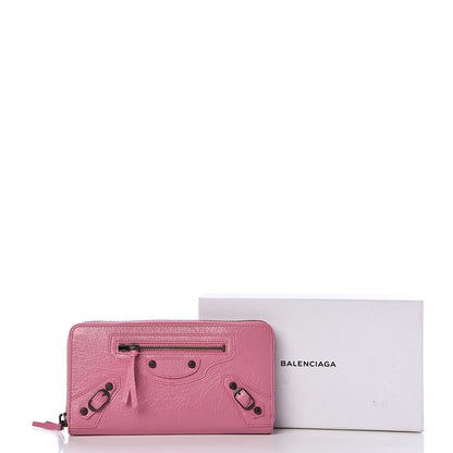 Balenciaga Agneau Classic Hardware Continental Zip Around Wallet Rose Guimauve 8 of 8