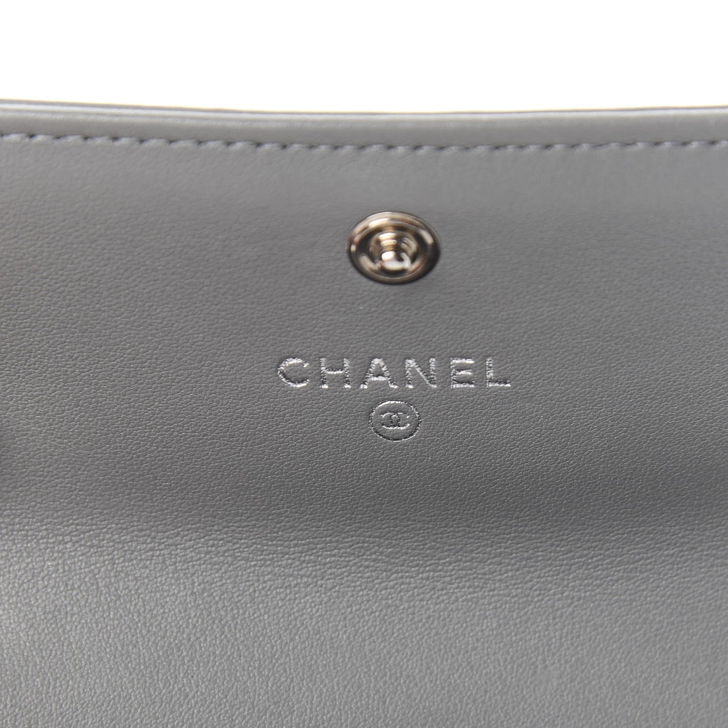 Chanel Lambskin Quilted Boy Card Holder Wallet Grey 5 of 7