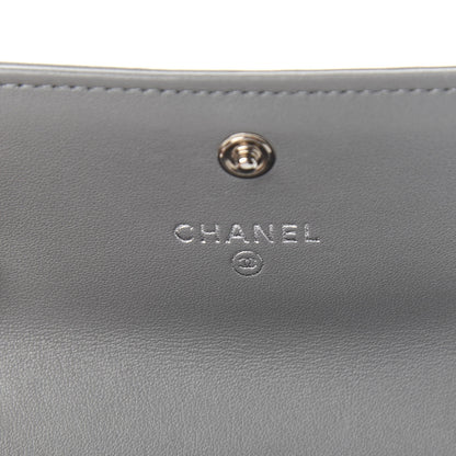 Chanel Lambskin Quilted Boy Card Holder Wallet Grey 5 of 7
