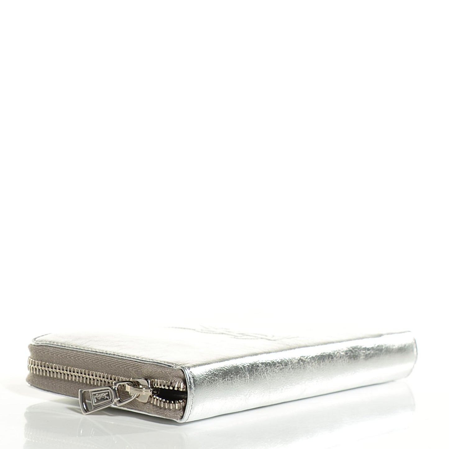 Metallic Calfskin Belle De Jour Zip Around Wallet Moon