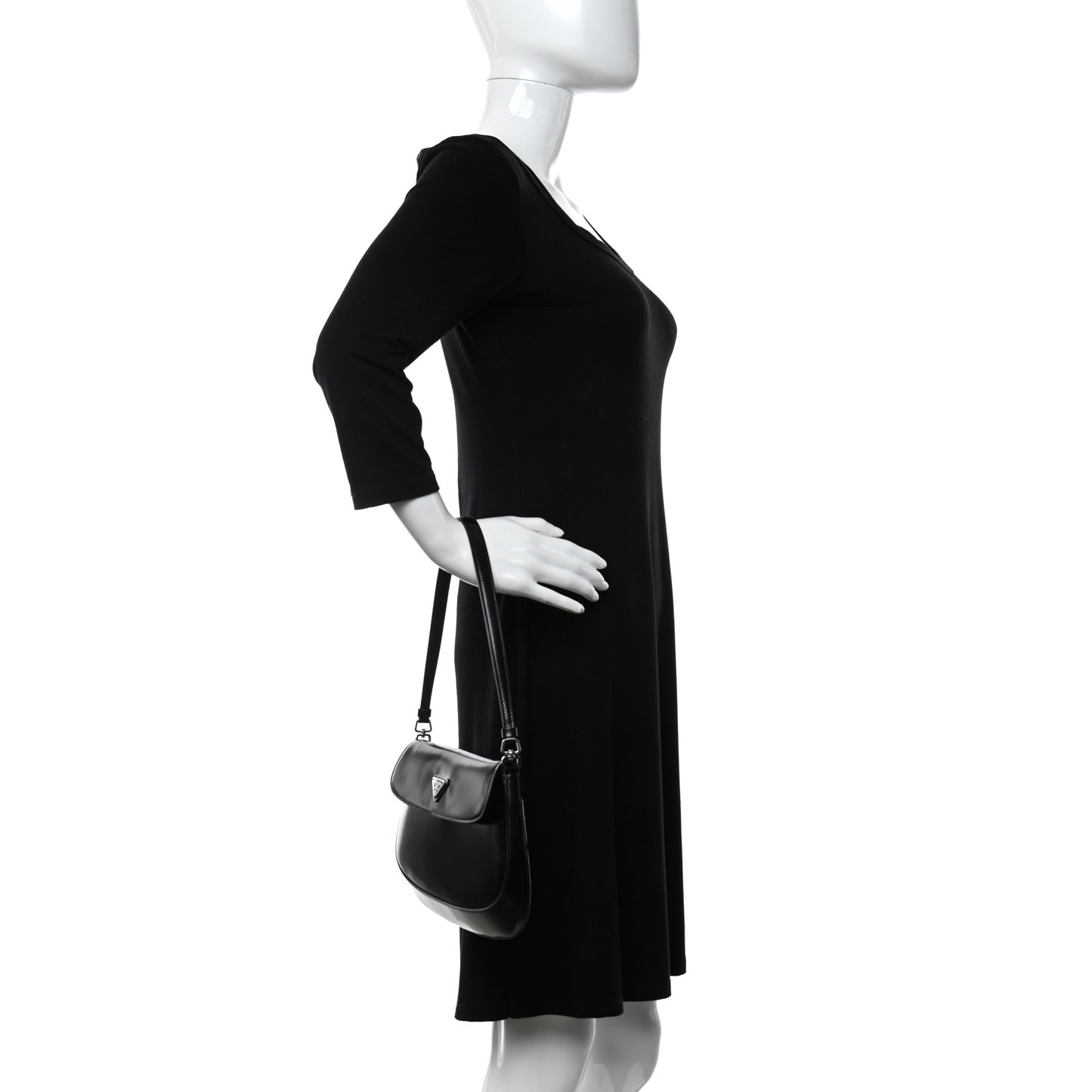 Spazzolato Cleo Flap Shoulder Bag Black