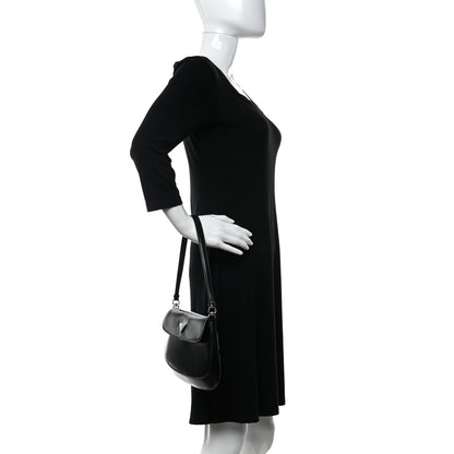 Prada Spazzolato Cleo Flap Shoulder Bag Black 2 of 12