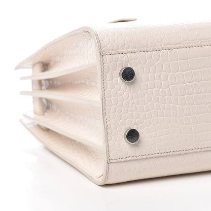 Saint Laurent Calfskin Crocodile Embossed Baby Sac De Jour Gris Perle 9 of 13
