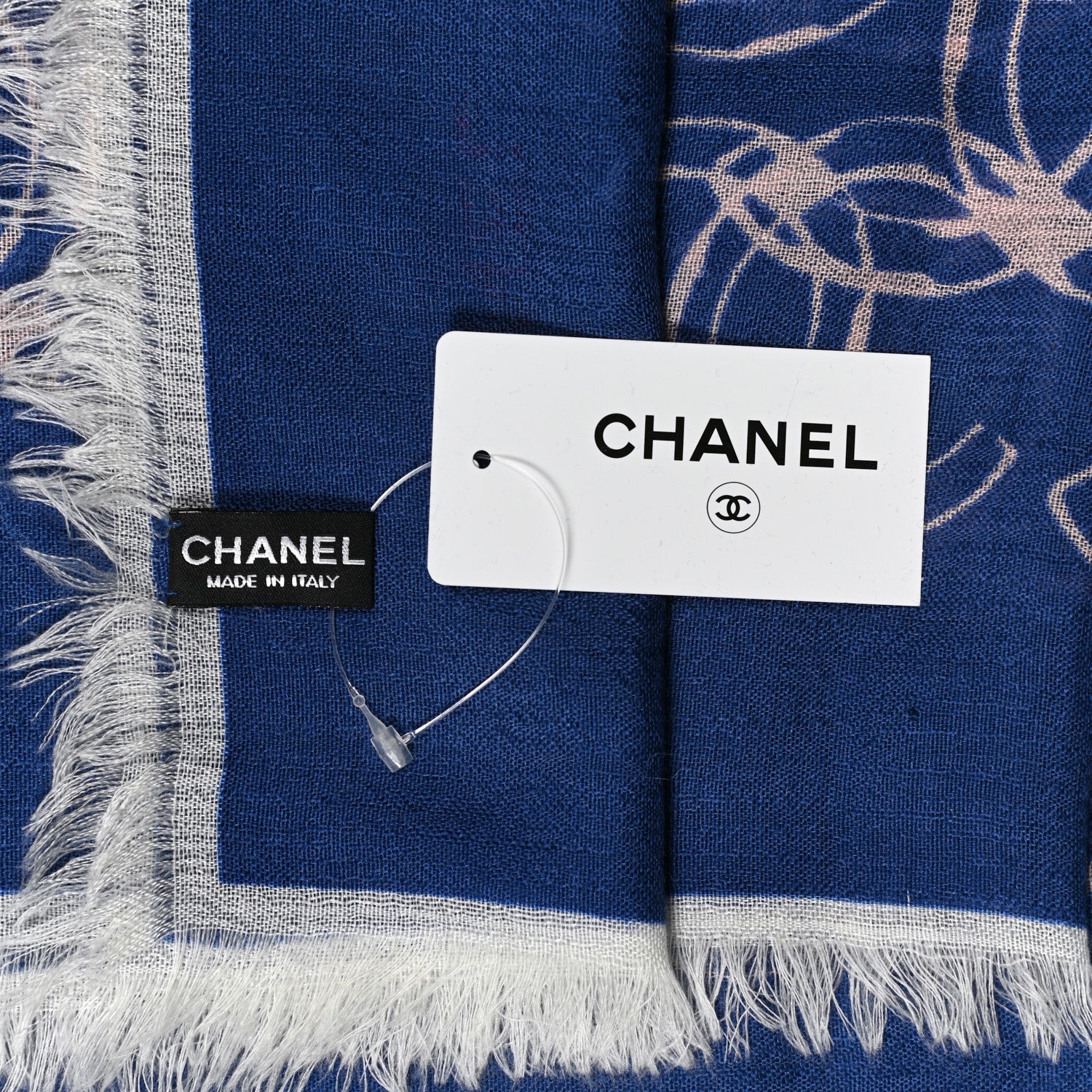 Chanel Cashmere Silk CC Stole Blue 3 of 6