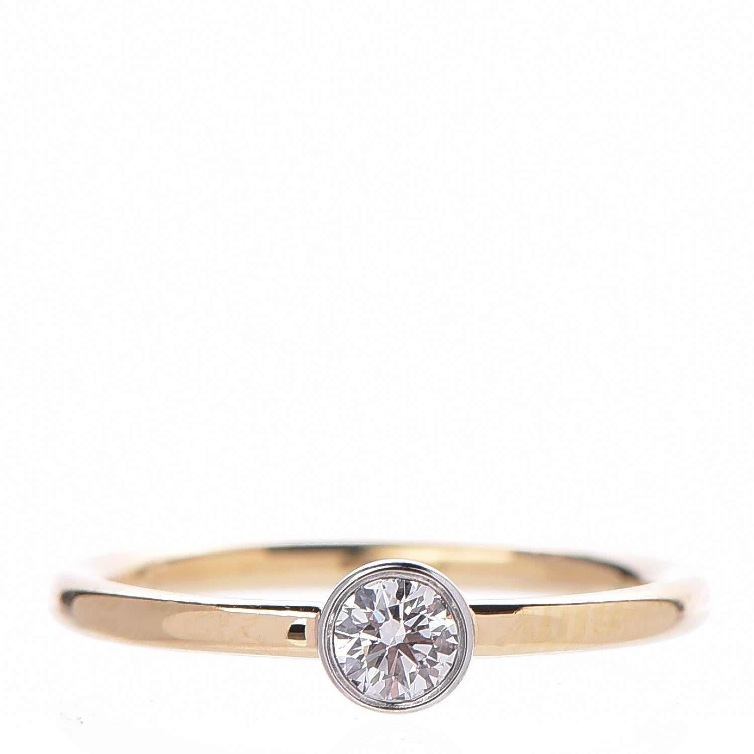 Tiffany Platinum 18K Yellow Gold .16ct Diamond Bezet Ring 49.5 5 1 of 7