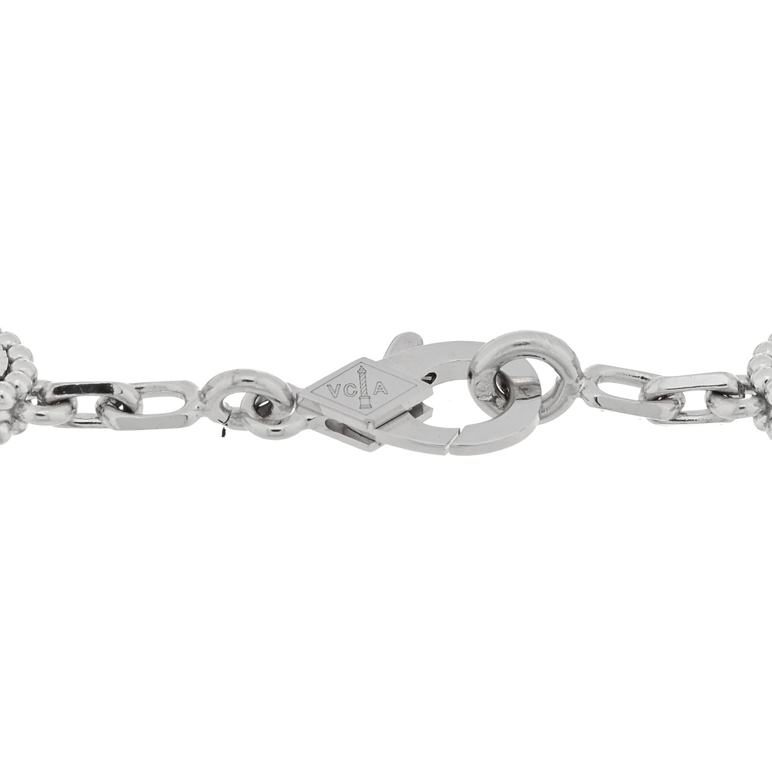 Van Cleef & Arpels 18K White Gold 5 Motifs Guilloche Vintage Alhambra Bracelet 3 of 4