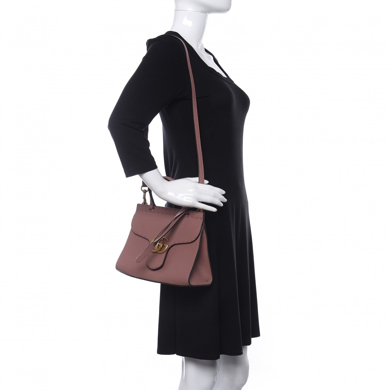 Gucci Calfskin Mini GG Marmont Top Handle Bag Rosy Phard 2 of 10