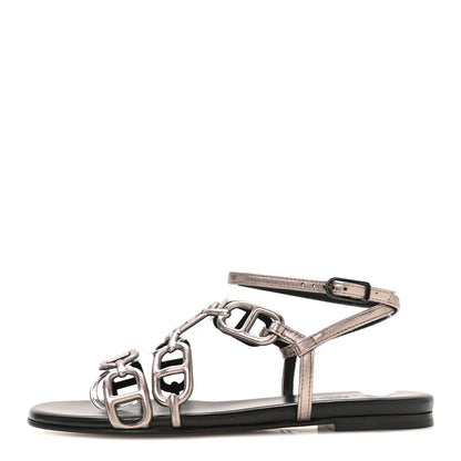 Hermes Metallic Nappa Naos Sandals 38 Champange 1 of 9