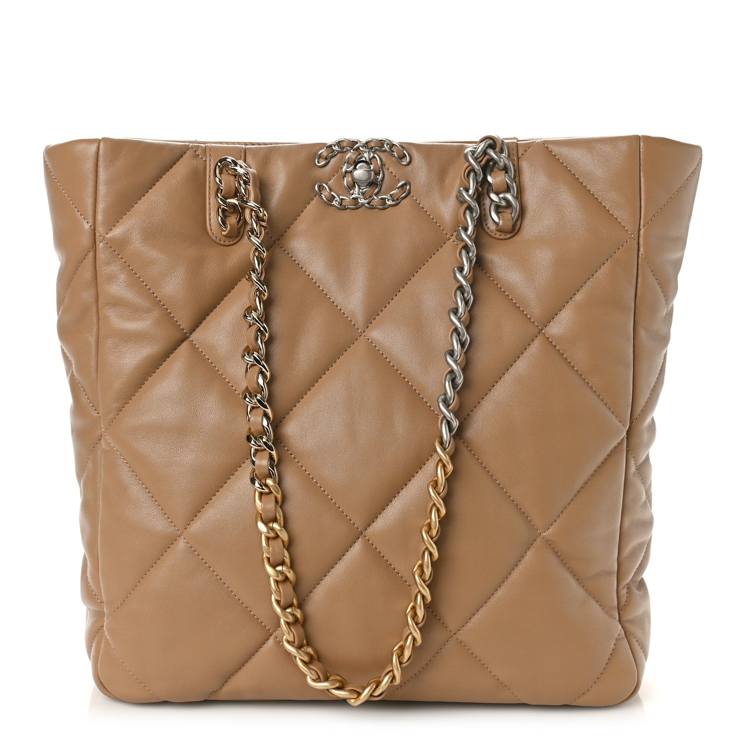 Chanel Lambskin Quilted Chanel 19 Shopping Bag Beige 1 of 9